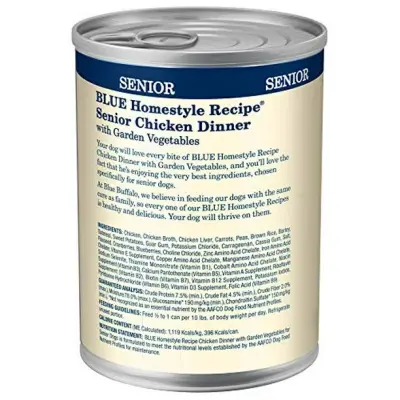 Blue Buffalo Homestyle Recipe Natural Senior Wet Dog Food, Chicken 354g Can (Pack of 12)