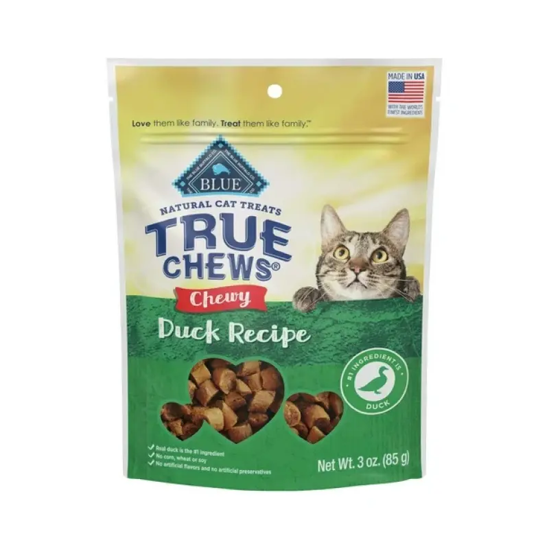 Blue Buffalo True chews Natural chewy cat Treats, Duck 3 oz bag