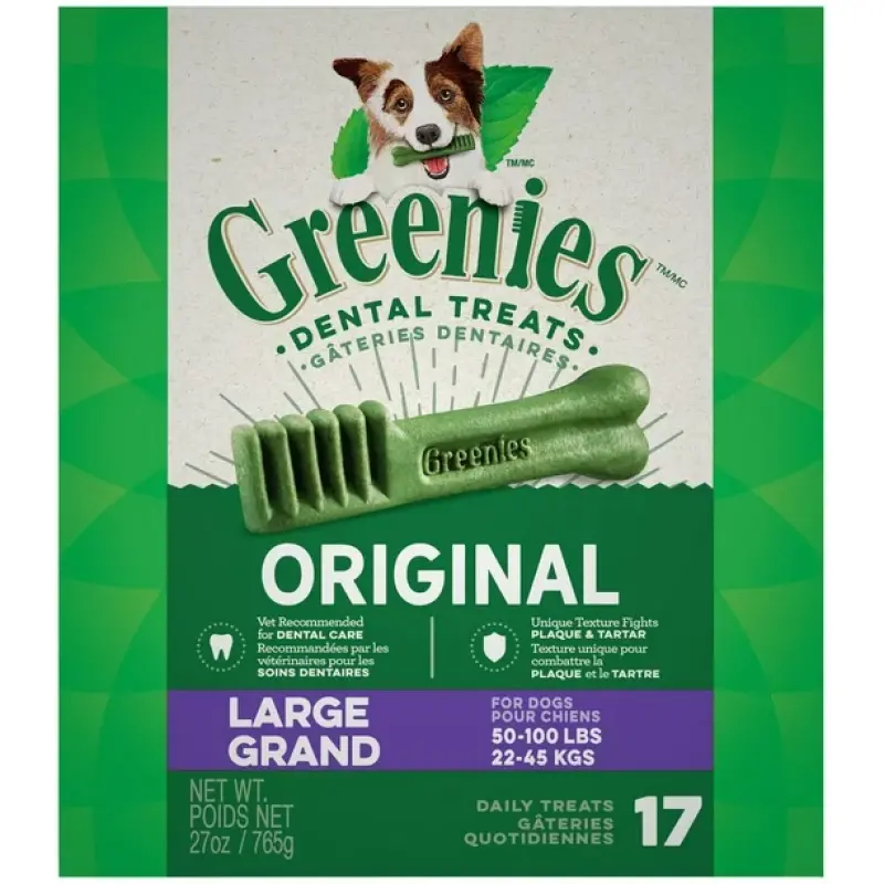 Greenies Original LARGE Oral Care Natural Dental Adult Dog Treats, 8-17 Treats