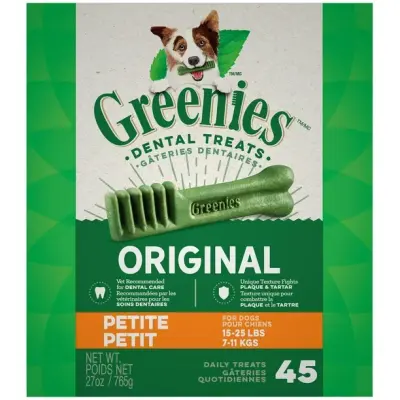 Greenies Original PETITE Oral Care Natural Dental Adult Dog Treats, 45 Treats 765g pack