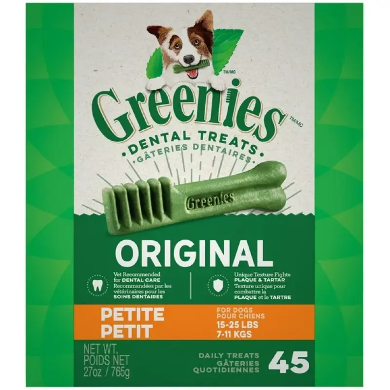 Greenies Original PETITE Oral Care Natural Dental Adult Dog Treats, 5-45 Treats