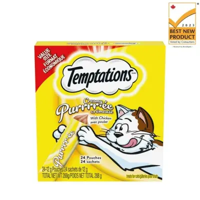 Temptations Creamy Puree Chicken Lickable Adult Cat Treats, 24x12g